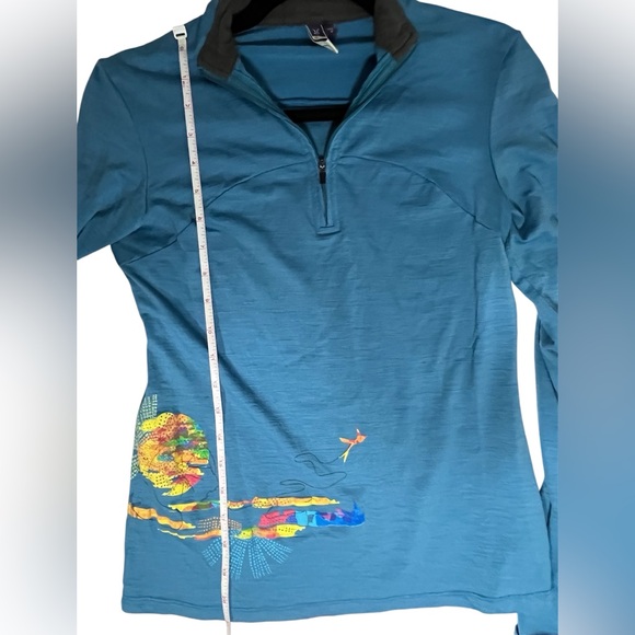Ibex Blue Merino Wool Base layer Quarter Zip Hiking Outdoor Size Small - Picture 8 of 12